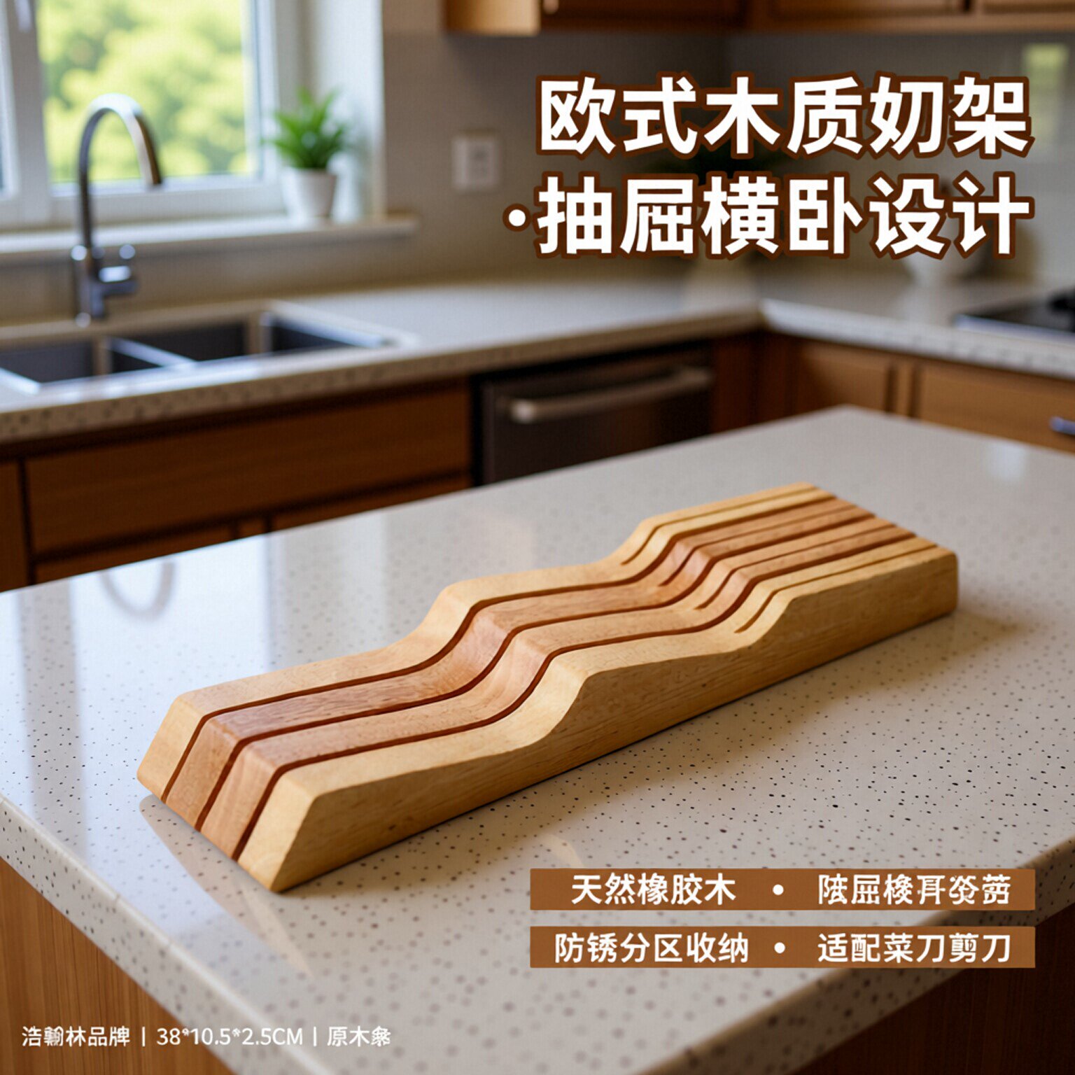 厂家创意放抽屉刀架横卧木质刀座餐厅欧式刀具架厨房木置物架包邮