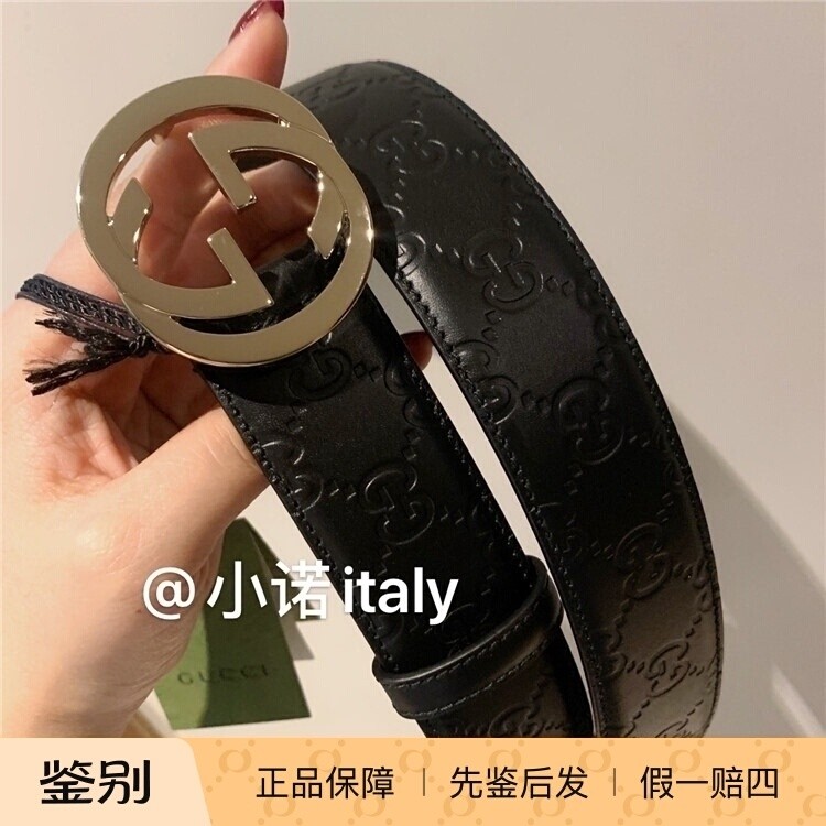 现货GUCCI/古驰皮带腰带双G扣头经典印花满花logo 370543