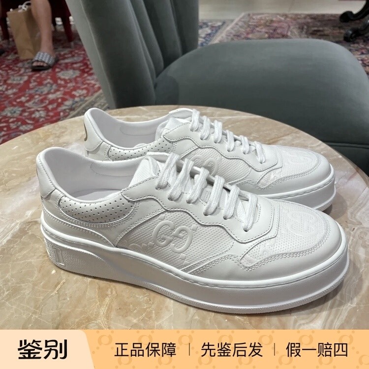 现货GUCCI/古驰女款小白鞋板鞋GG纯白低帮时尚休闲 670408