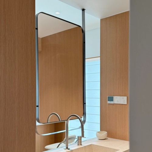 创意不锈钢创意天花板悬空吊挂镜子方形浴室镜卫生间洗手台镜子