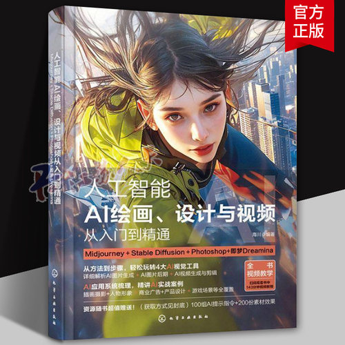 人工智能AI绘画设计与视频从入门到精通Midjourney＋Stable Diffusion＋Photoshop+即梦Dreamina ai软件教程学习书籍插画绘图创作