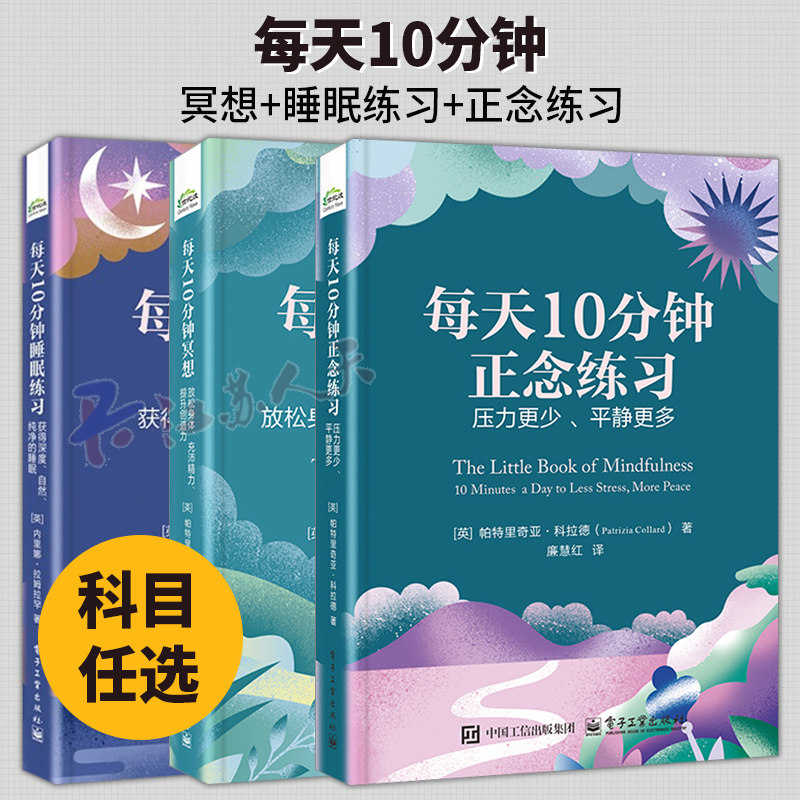 全3册】每天10分钟睡眠练习 获得深度 自然 纯净的睡眠+每天10分钟冥想+每天10分钟正念练习 心理压力 心理调节 电子工业出版社