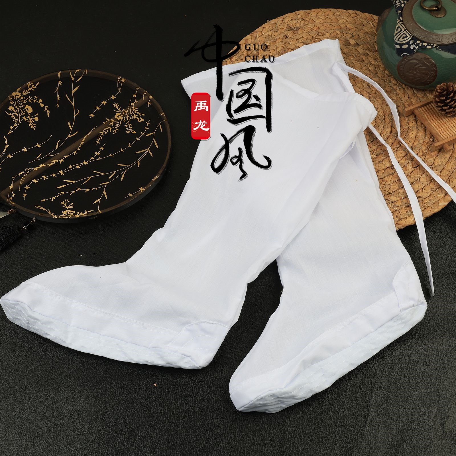 小生布袜古装男女袜子唐服汉服袜子白色长筒云袜戏曲古装影视布袜