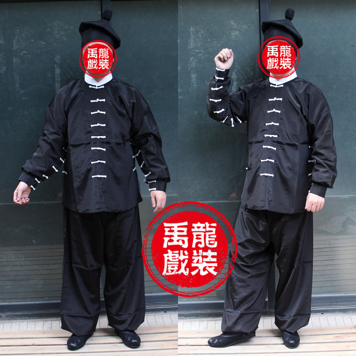 禹龍戏装戏曲舞台古装演出服戏服京剧服武松打虎黑武打衣六角罗帽