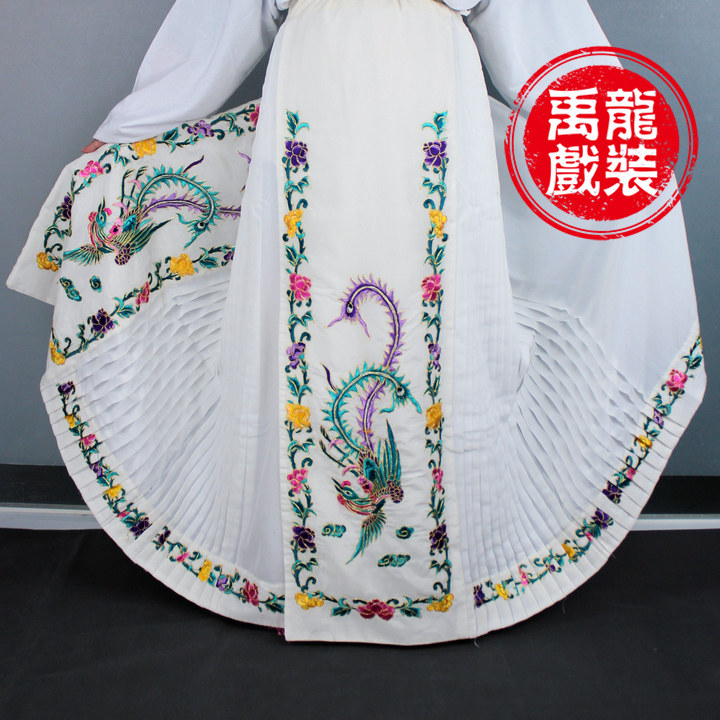 京剧戏曲服装演出服旦角虞姬皇后精品鱼鳞马面裙牡丹绣凤鱼鳞腰包