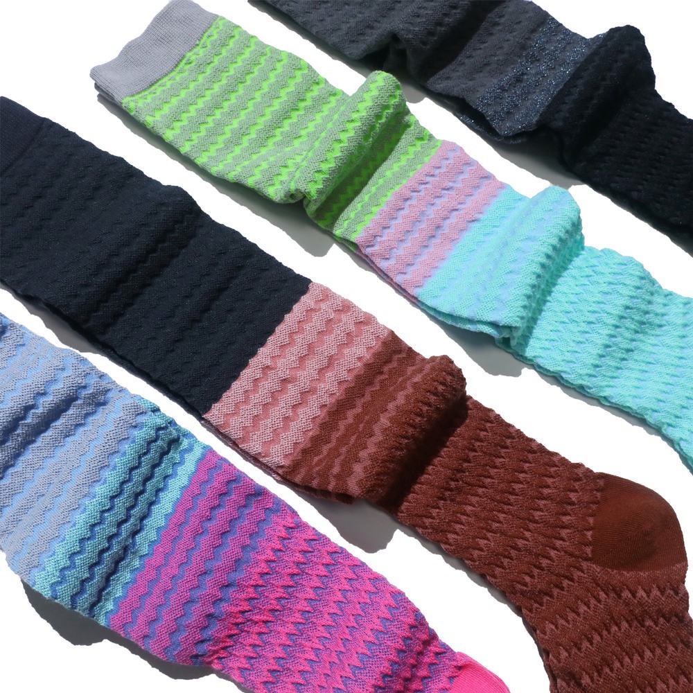 复古美拉德~超显瘦撞色条纹女士过膝袜堆堆袜无骨缝头时髦百搭袜