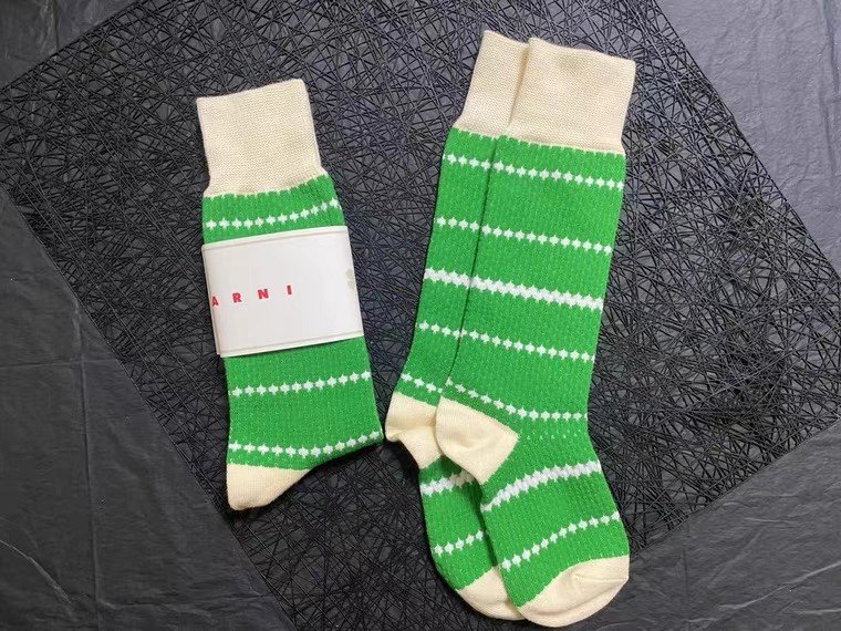 泡泡棉纱ma*ni家绿色条纹清新配色好看拼色堆堆袜