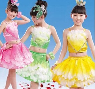 新款 蓬蓬裙亮片花朵舞台舞蹈表演演出服装套装女童六一演出裙