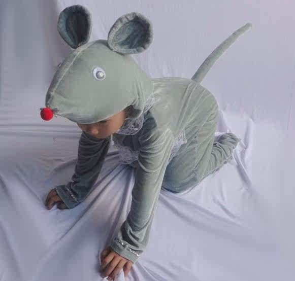 儿童表演服装灰老鼠动物服小老鼠卡通造型连体哈衣圣诞节演出服