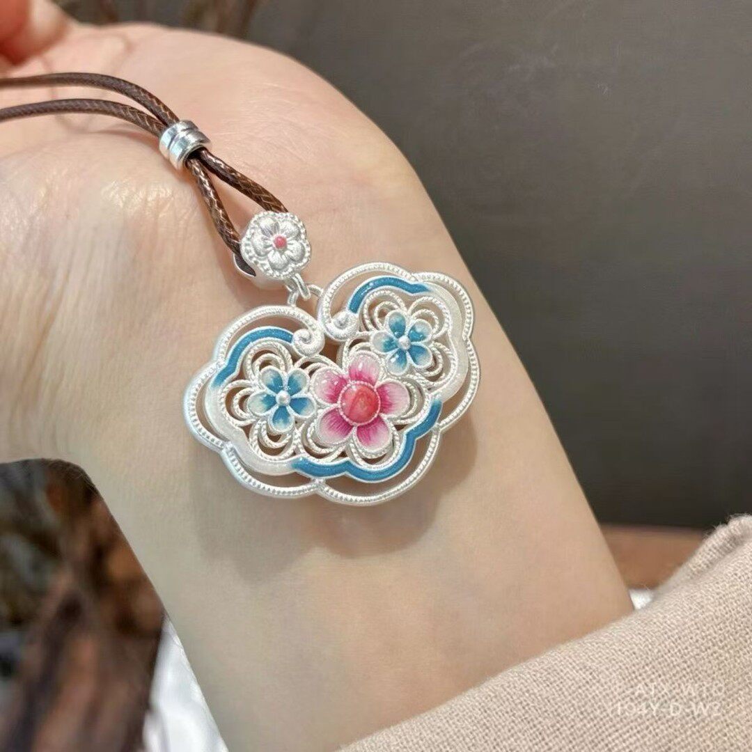 宫粉梅花吊坠编绳项链三生手链情人节送女朋友老婆生日礼物