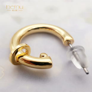 diy饰品配件 日本贵和kiwa原创设计铜镀金C形耳箍套环耳环防过敏