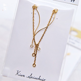 日本贵和kiwa 细链条和钢丝线组合连接挂件l形S形耳环diy饰品配件