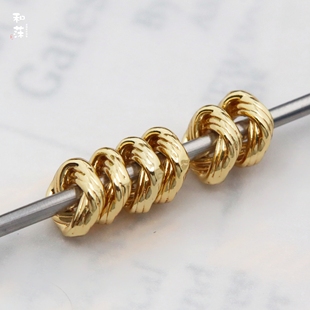 diy饰品配件 铜镀金扭曲条纹菠萝结隔珠散珠手链手串大孔间隔串珠