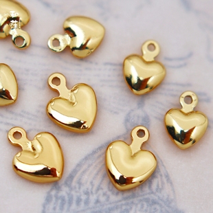 diy饰品配件 铜镀金实心桃心爱心挂件圆润流畅吊坠项链手链耳环