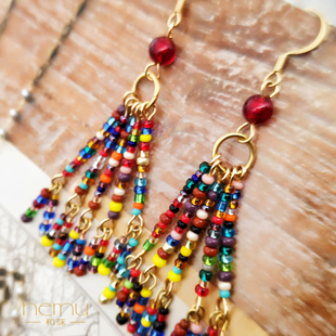 意大利威尼斯穆拉诺玻璃手工琉璃进口波西米亚混色串珠女耳钩耳环