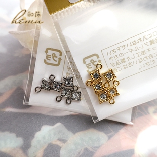 日本进口贵和kiwa精致迷你菱形镶嵌捷克钻小吊坠挂件手链项链耳环