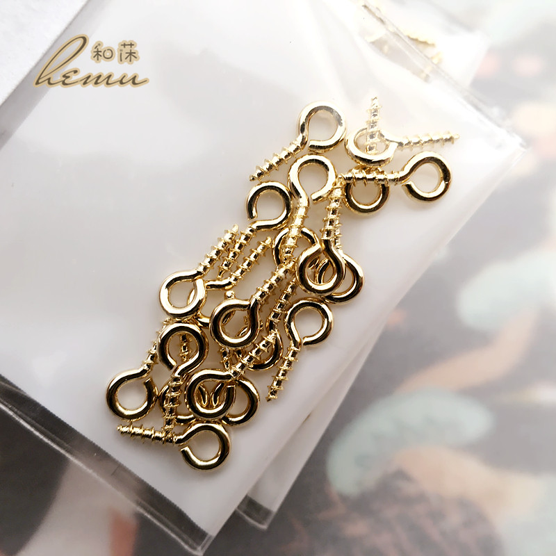 diy饰品配件 日本进口partsclub半孔单孔珠UV胶羊眼钉9&times;4mm浅金