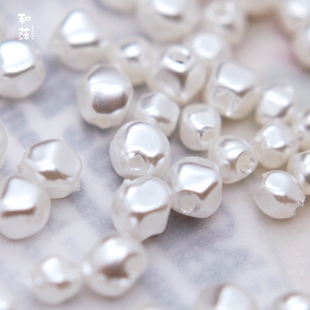 日本partsclub 巴洛克树脂珠光白珍珠凹凸珠编织部件diy饰品配件