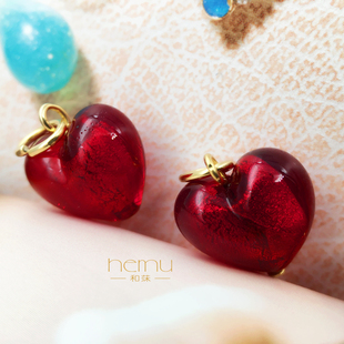 意大利威尼斯穆拉诺欧洲纯手工制琉璃爱心吊坠生日情人节礼物