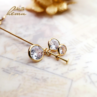 18K包金电镀 高品质铜镀金包边锆石吊坠diy发饰耳环饰品配件3尺寸