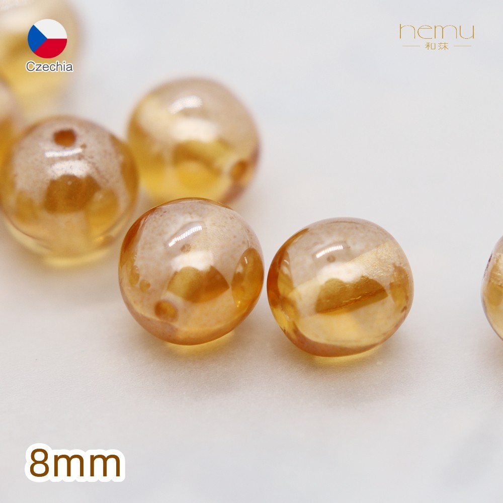 捷克进口 8mm圆珠光油光泽涂层光栅提亮透明串珠散珠diy饰品配件