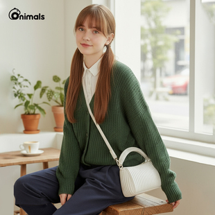onimals 时尚简约波士顿斜挎包女新款单肩包轻便日常通勤手提小包