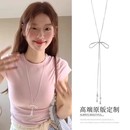 卫衣链配饰百搭新款 甜美简约抽拉蝴蝶结项链女款 韩系小众设计长款