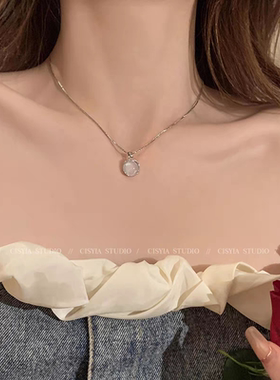 猫眼石圆圈项链女轻奢高级感ins小众网红锁骨链精致百搭气质配饰