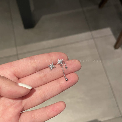 不对称八芒星流苏耳钉女ins小众设计感高级耳饰韩国气质网红耳环