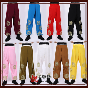 戏曲彩裤男女武生舞蹈武术 团花彩裤 练功裤小生花旦打底裤灯笼裤