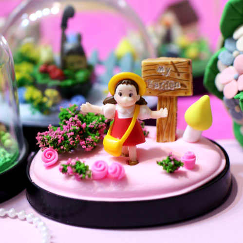 어린이 수제 DIY 초경량 점토 마이크로 풍경 장식품 재료 패키지 동물 장면 투명 방진 벨 선물