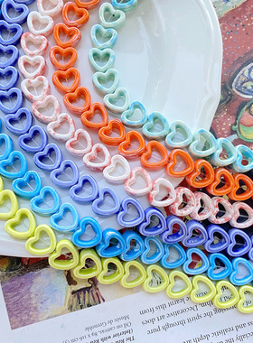 复古日系渐变晕染爱心陶瓷珠子串珠DIY手链项链耳饰品配件材料