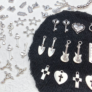 y2k甜酷风合金吊坠十字架爱心吉他锁日系DIY手工串珠项链手链材料