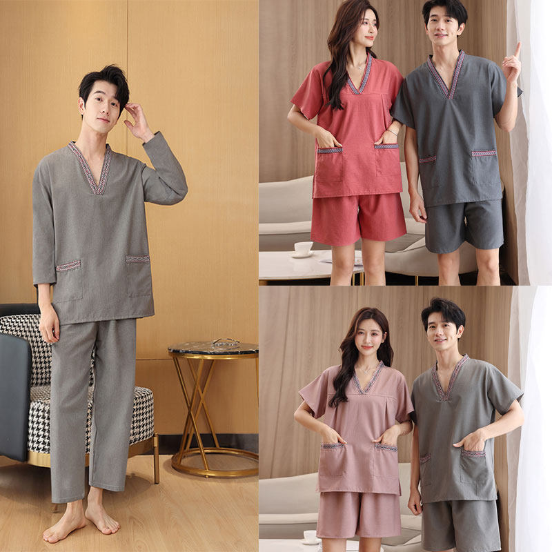 贡麻洗浴服男汗蒸服女大码300斤足疗服汤泉衣服按摩桑拿服长袖