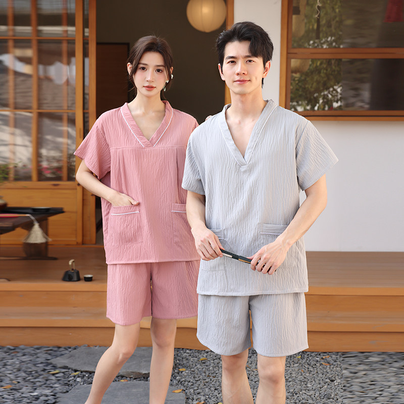 情侣汗蒸服男洗浴服女酒店美容院足浴足疗服按摩桑拿熏蒸服短款,居家布艺,汗蒸服,淘宝优惠券,粉丝福利购,淘宝优惠卷