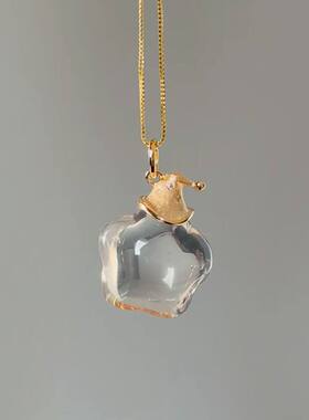巫师帽星星人吊坠项链仿白水晶小众设计锁骨链毛衣链水晶吊坠