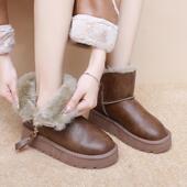 羊皮毛一体真皮防滑保暖东北棉鞋 2025新款 雪地靴女款 厚底羊毛靴子