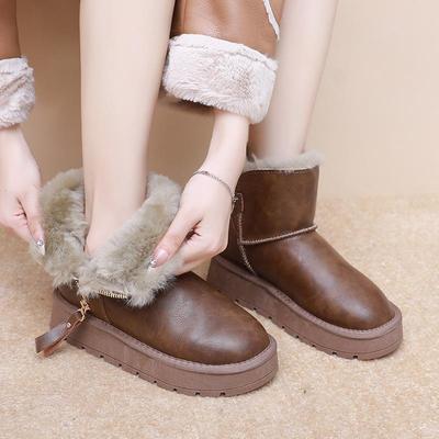 2025新款厚底皮毛一体防水雪地靴