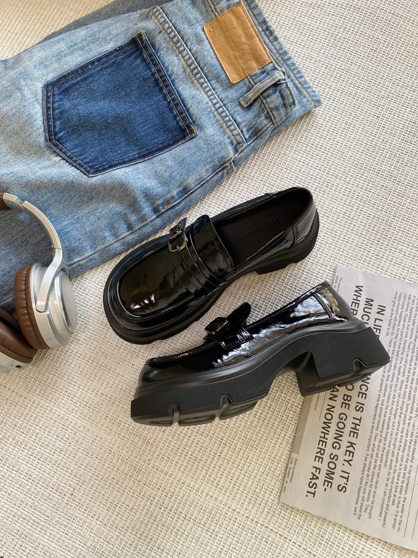 基地JIDI亮皮厚底皮带扣休闲百搭通勤乐福单鞋9663,女鞋,乐福鞋（豆豆鞋）,淘宝优惠券,粉丝福利购,淘宝优惠卷