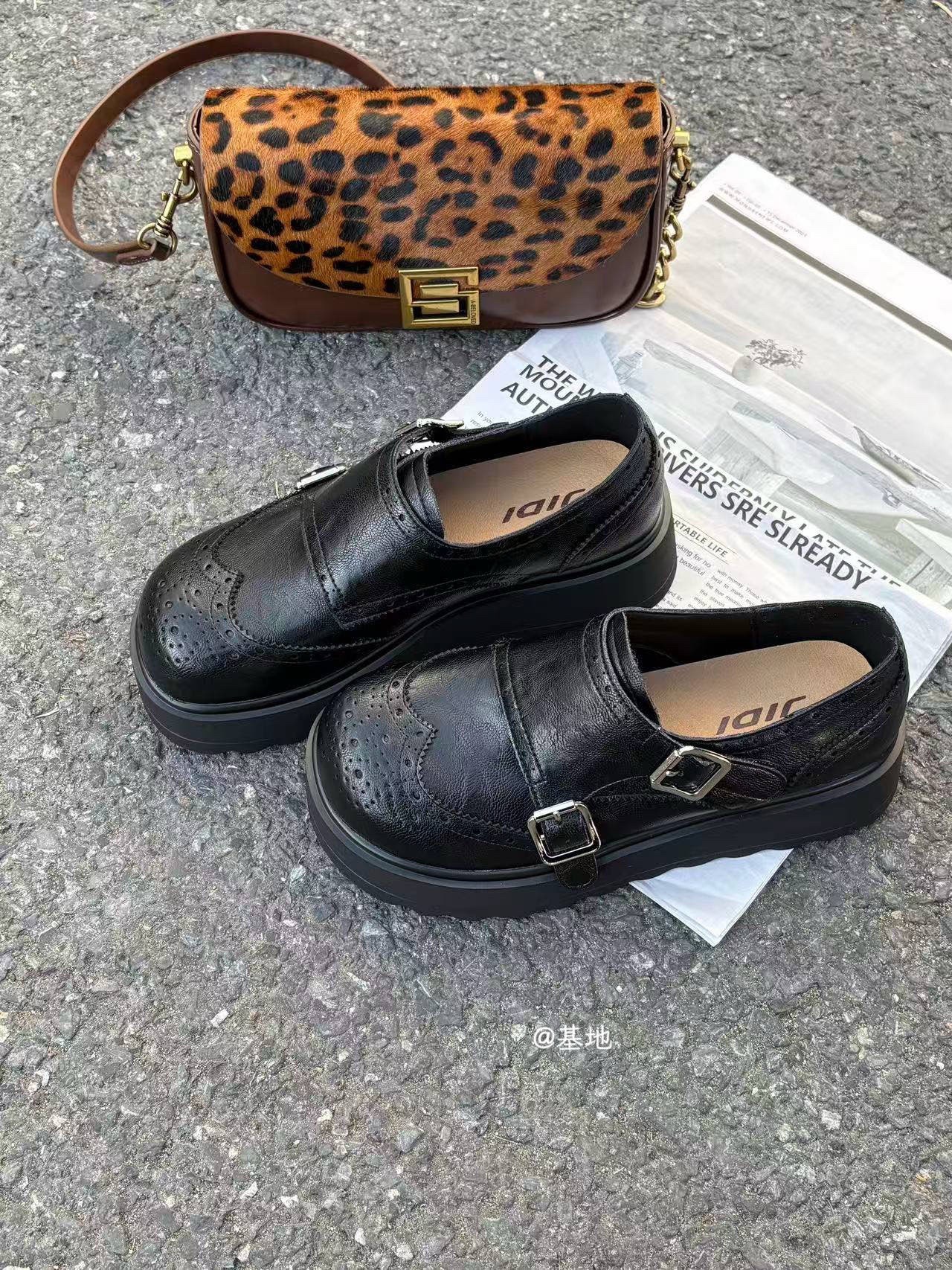 基地JD26年早春英伦风金属扣装饰厚底乐福鞋  5158,女鞋,马丁靴,淘宝优惠券,粉丝福利购,淘宝优惠卷