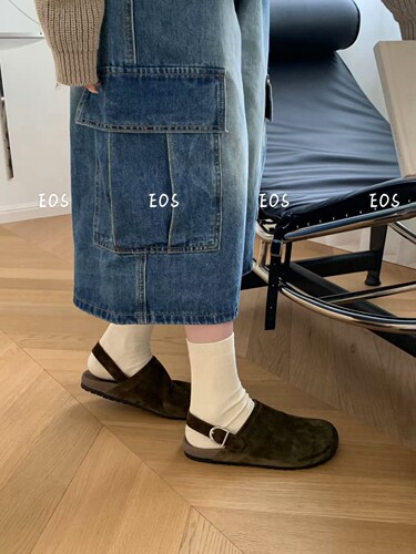 EOS秋季新款复古包头勃肯鞋女半拖鞋外穿博肯鞋休闲鞋BL6617-2