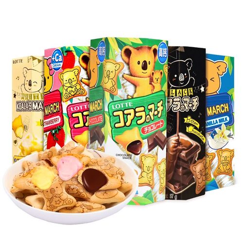 泰国进口零食乐天小熊饼干37g熊仔夹心饼巧克力解馋休闲高钙