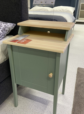 宜家代购欧德达伦床头桌灰绿色/松木47x43厘米实木床头桌
