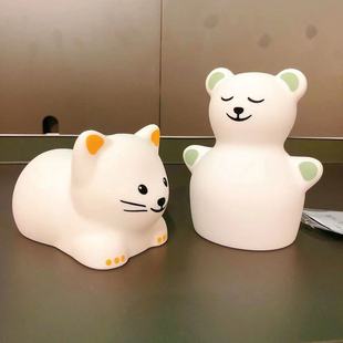 宜家国内代购 托维德尔LED夜灯小熊小猫装饰灯电池操作床前灯