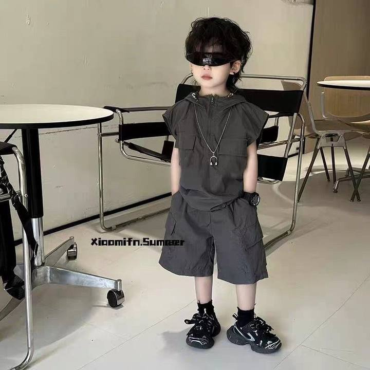 男童夏装套装2025新款中小童帅气连帽无袖上衣儿童短裤洋气两件套,童装/婴儿装/亲子装,套装,淘宝优惠券,粉丝福利购,淘宝优惠卷
