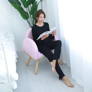 睡衣 睡套装 薄女秋季 衣件莫代尔宽松款 休闲家居服两套夏喇ELD叭袖