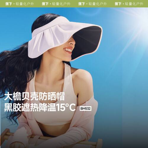 蕉下BM532₂₅黑胶贝壳帽倍护空顶防晒全遮光女款大帽檐遮阳帽子