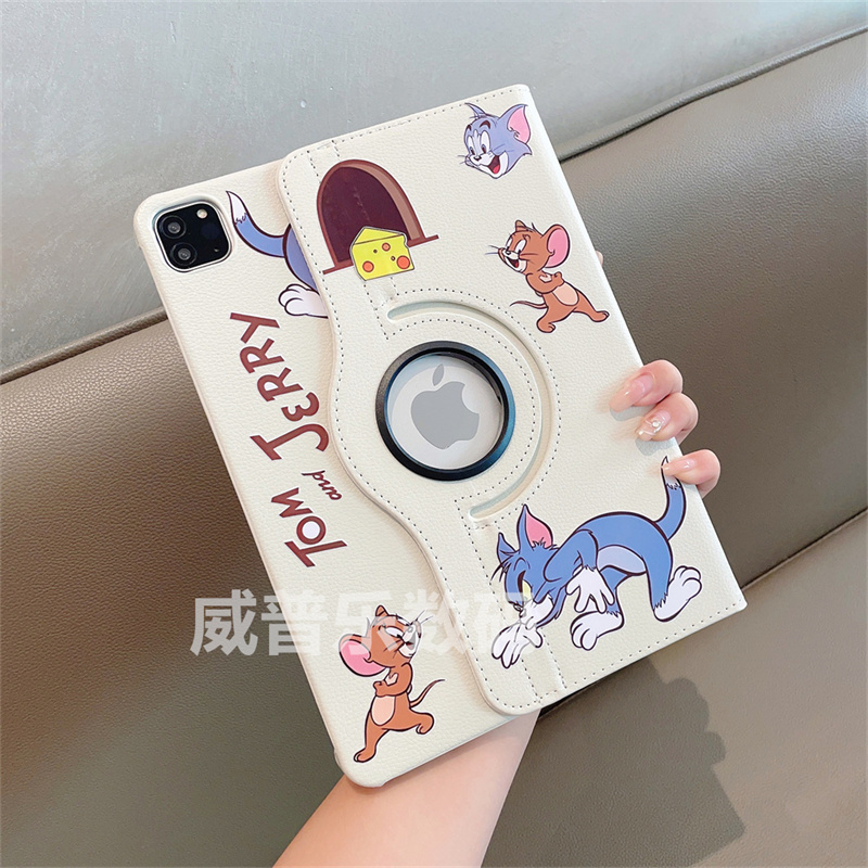 卡通动画猫和老鼠适用华为matepad11保护套SE10.4荣耀V8pro横竖旋转M6平板2023新款Air防摔10.1寸皮套c5外壳