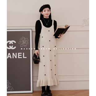 燕麦巧巧 秋冬新背心裙套装 兔毛 孕期穿搭孕妇装 娜娜 猫单