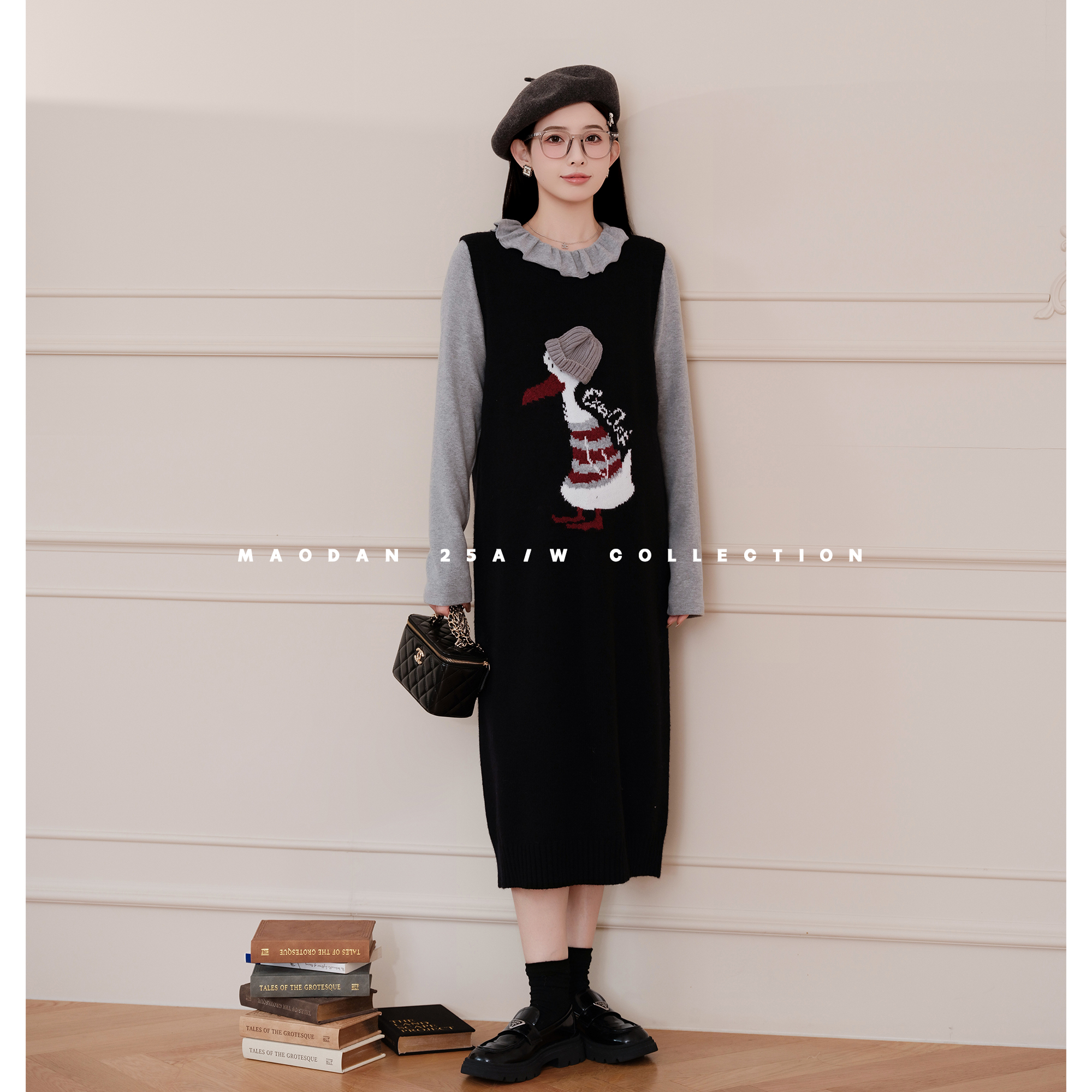 猫单【雪镜叠影】【棉】娜娜的孕期穿搭孕妇装秋冬新品背心裙套装